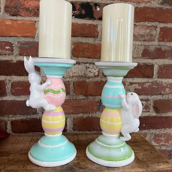 Martha Stewart adorable Easter bunny candlestick holders new with tags - Picture 4 of 9